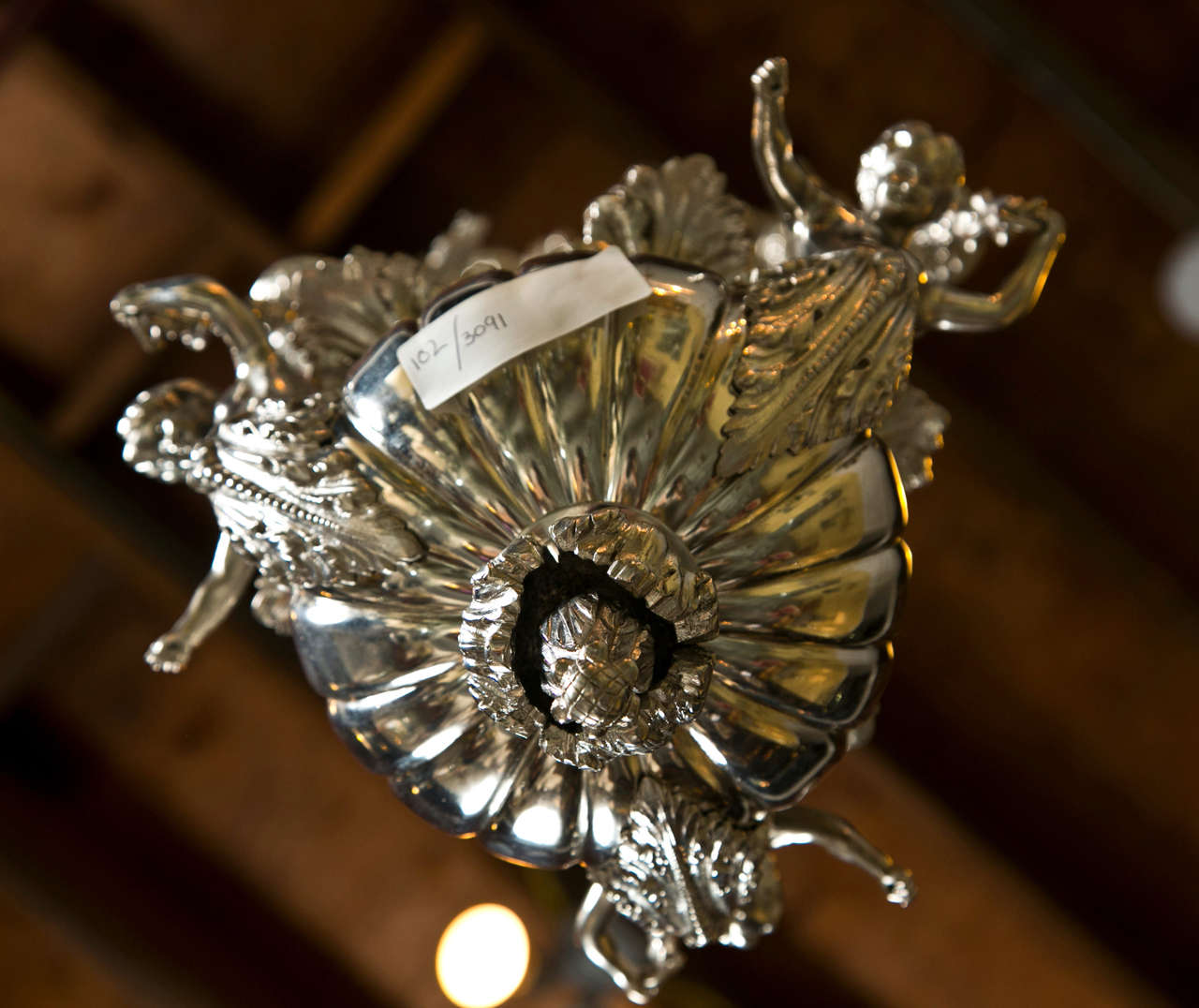 Antique Silvered Bronze Plant Hanging Pot Sanctuary Lamp