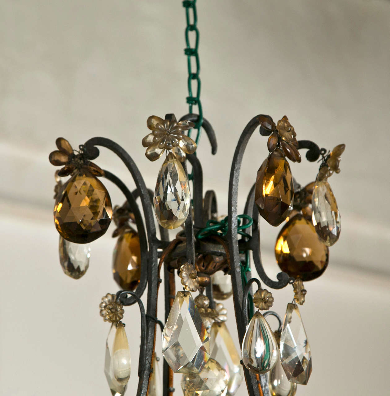 French Wrought Iron Chandelier by Jansen In Good Condition In Stamford, CT