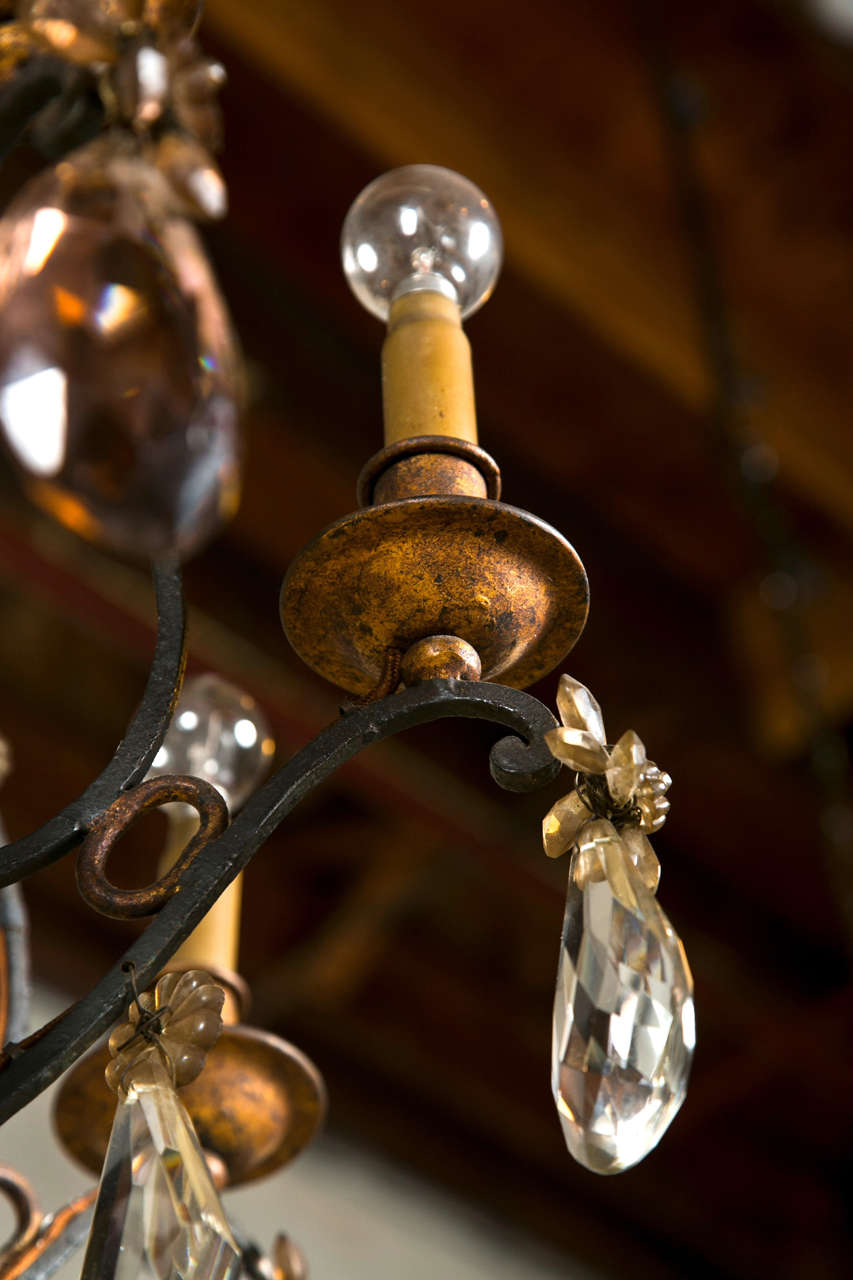 French Wrought Iron Chandelier by Jansen 4