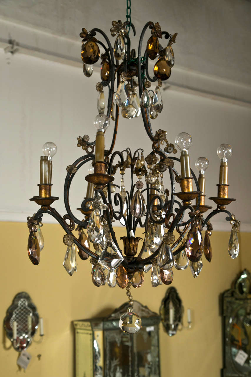 French Wrought Iron Chandelier by Jansen 5