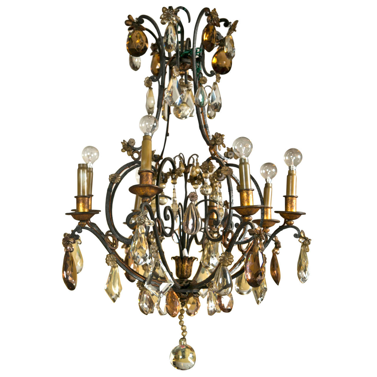 French Wrought Iron Chandelier by Jansen