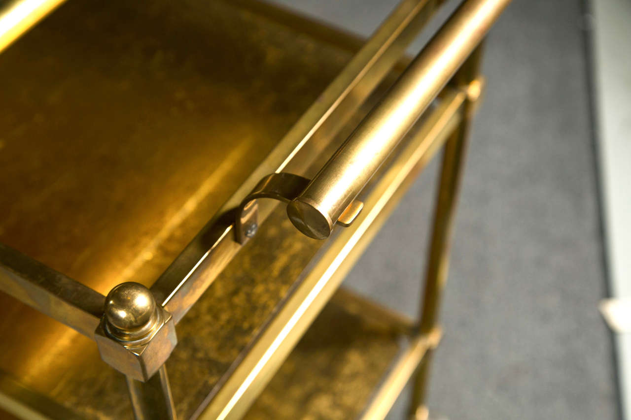 Mid-20th Century French Art Deco Style Gilt Brass Tea Cart