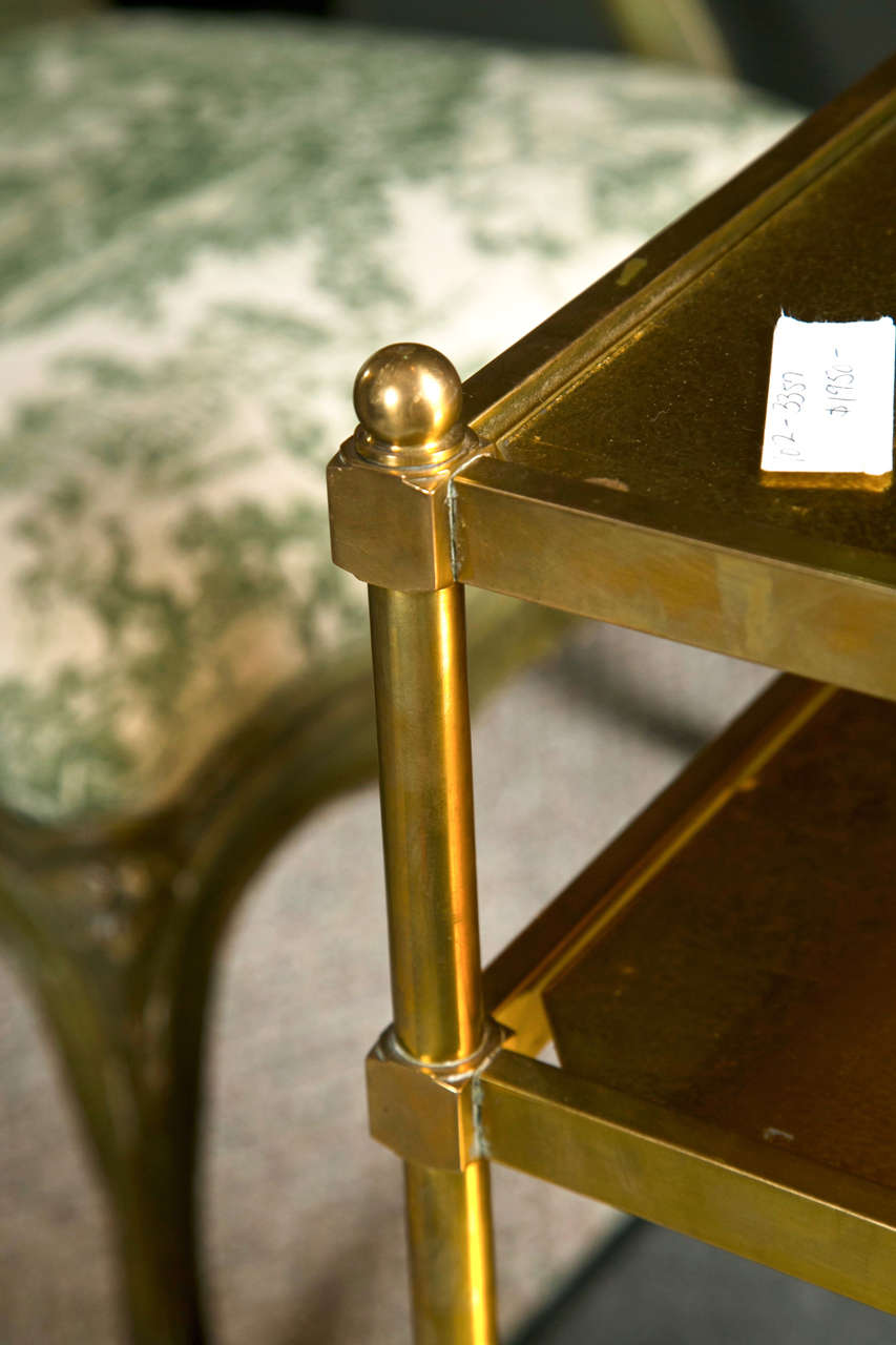 French Art Deco Style Gilt Brass Tea Cart 1