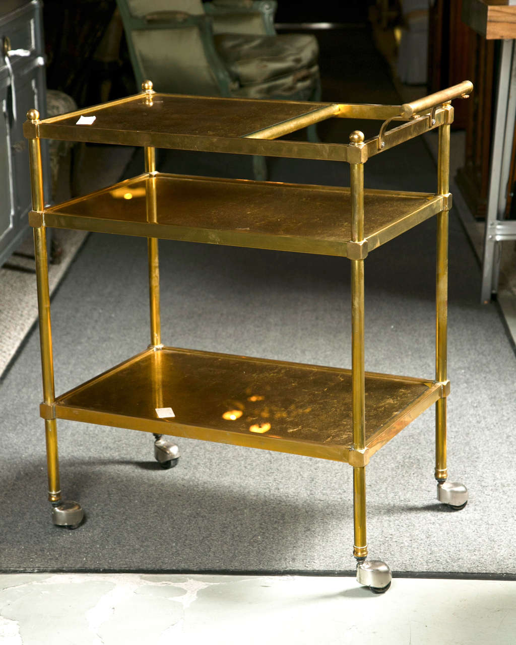 French Art Deco Style Gilt Brass Tea Cart 5