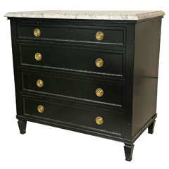 Marble-Top Ebonized Dresser/Chest of Drawers
