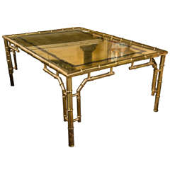 Faux Bamboo Gilt Brass Coffee Table
