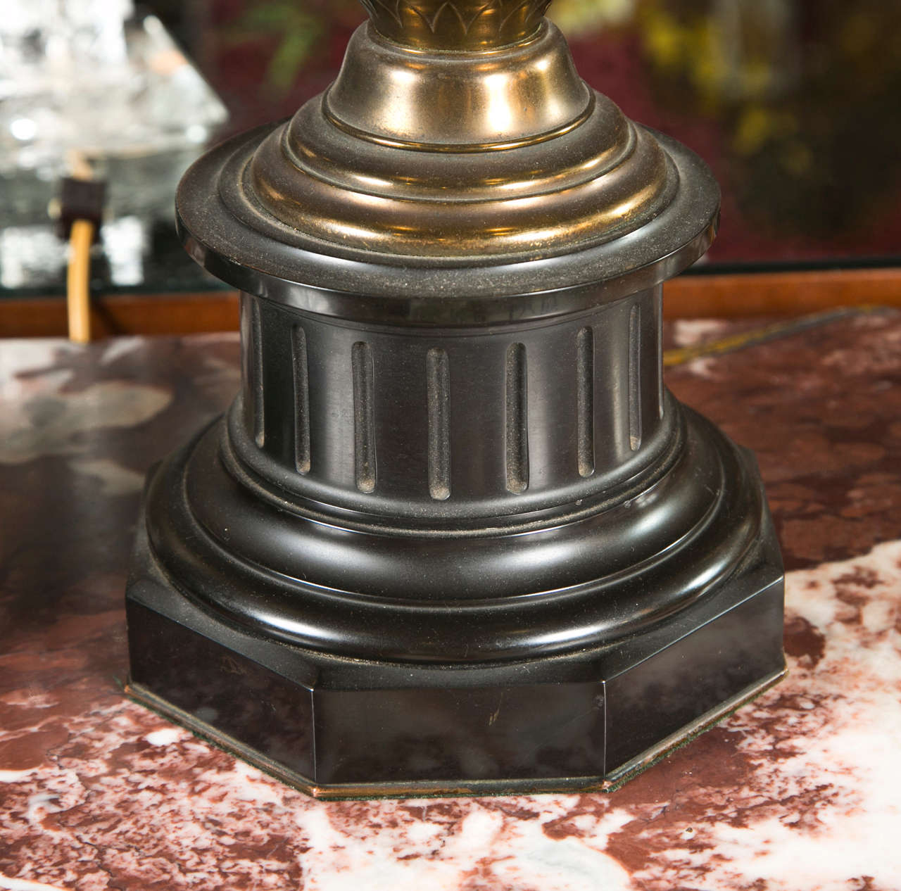 A Pair Of Neoclassical Style Bronze Table Lamps. In Good Condition In Stamford, CT