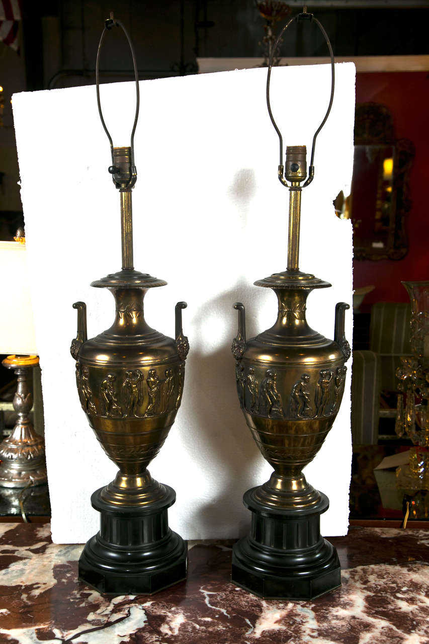 A Pair Of Neoclassical Style Bronze Table Lamps. 4