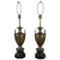 Antique A Pair Of Neoclassical Style Bronze Table Lamps.