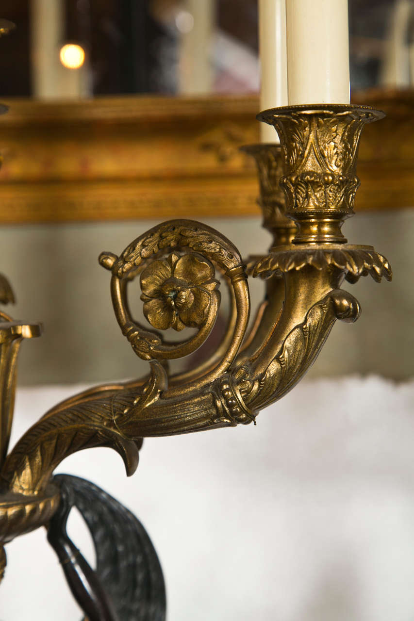 Pair of Neoclassical Style Bronze Candelabras For Sale 3