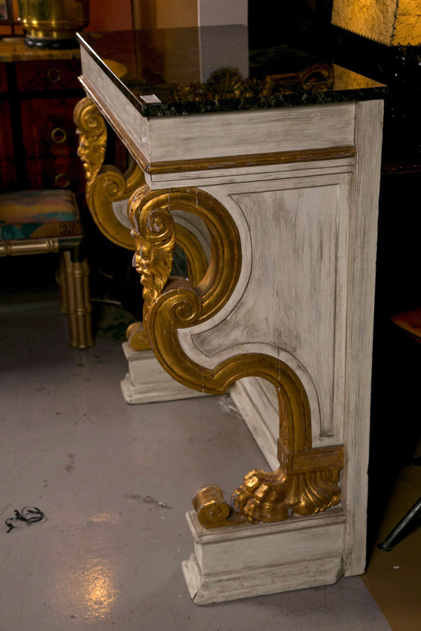 French Pier Console Table Jansen Mirrored Backsplat Marble Top Figural Motifs 9
