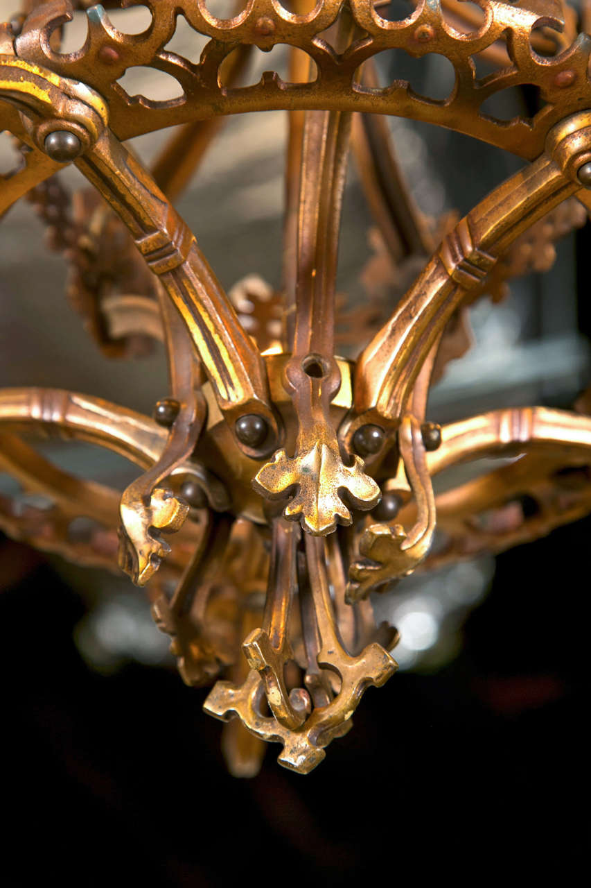 Pair of 5-Light Tudor Style Iron Chandeliers In Good Condition In Stamford, CT