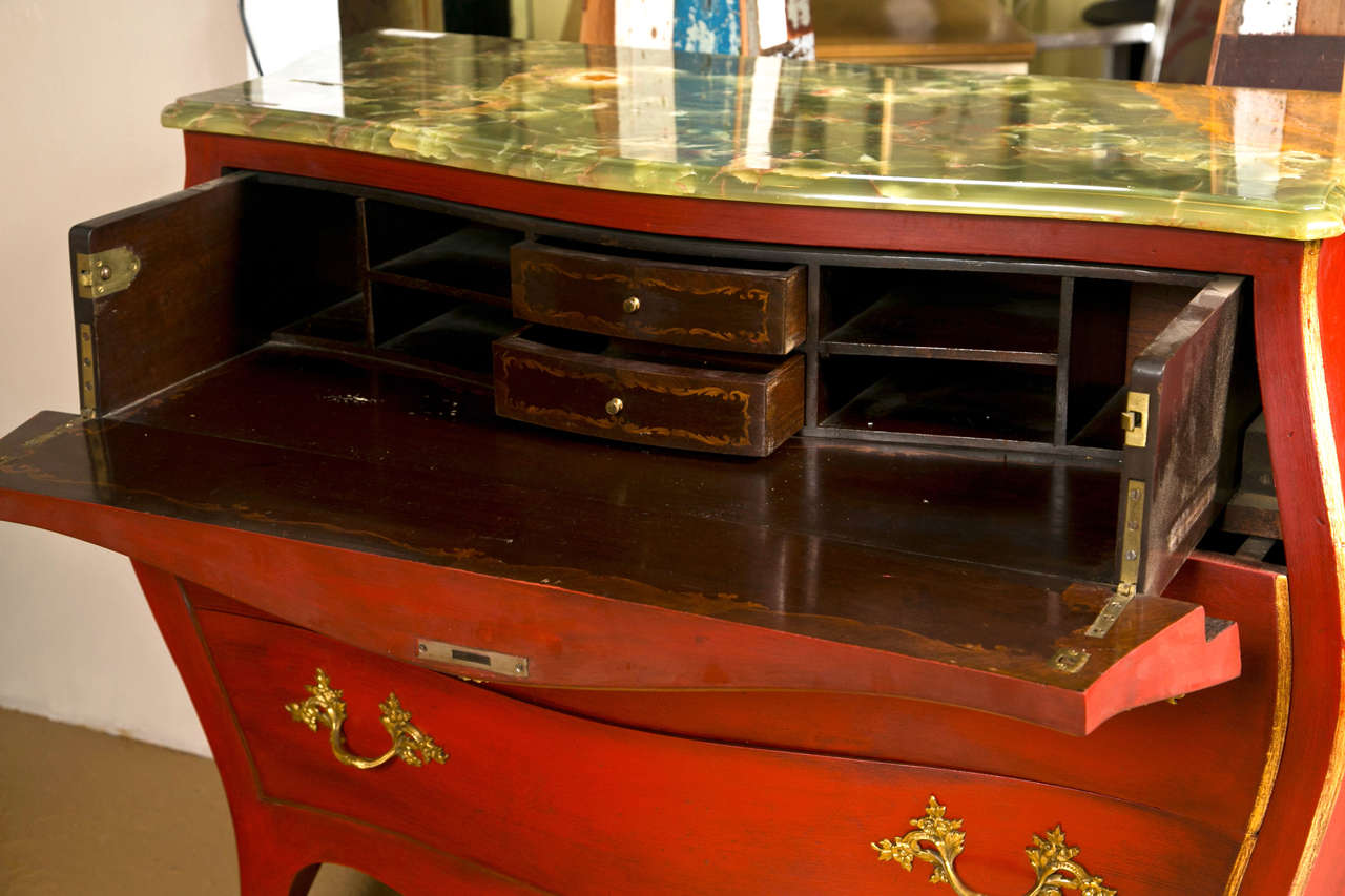 French Painted Bombe Secretary Chest of Drawers In Good Condition In Stamford, CT