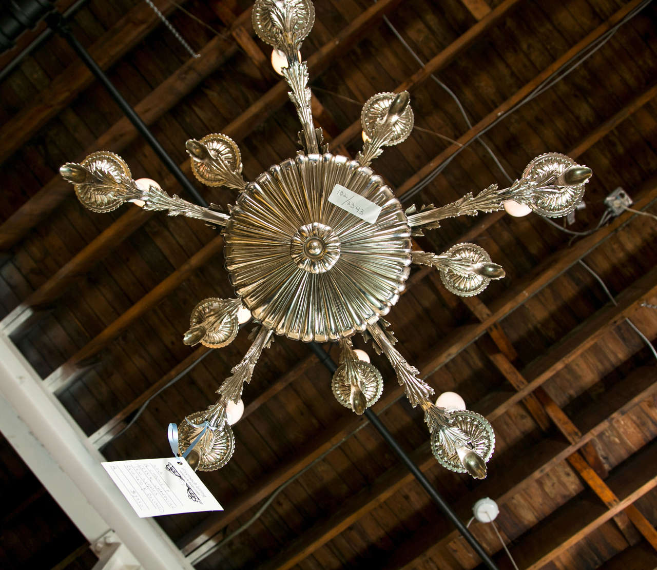 20th Century French Silver-plate Bronze Chandelier