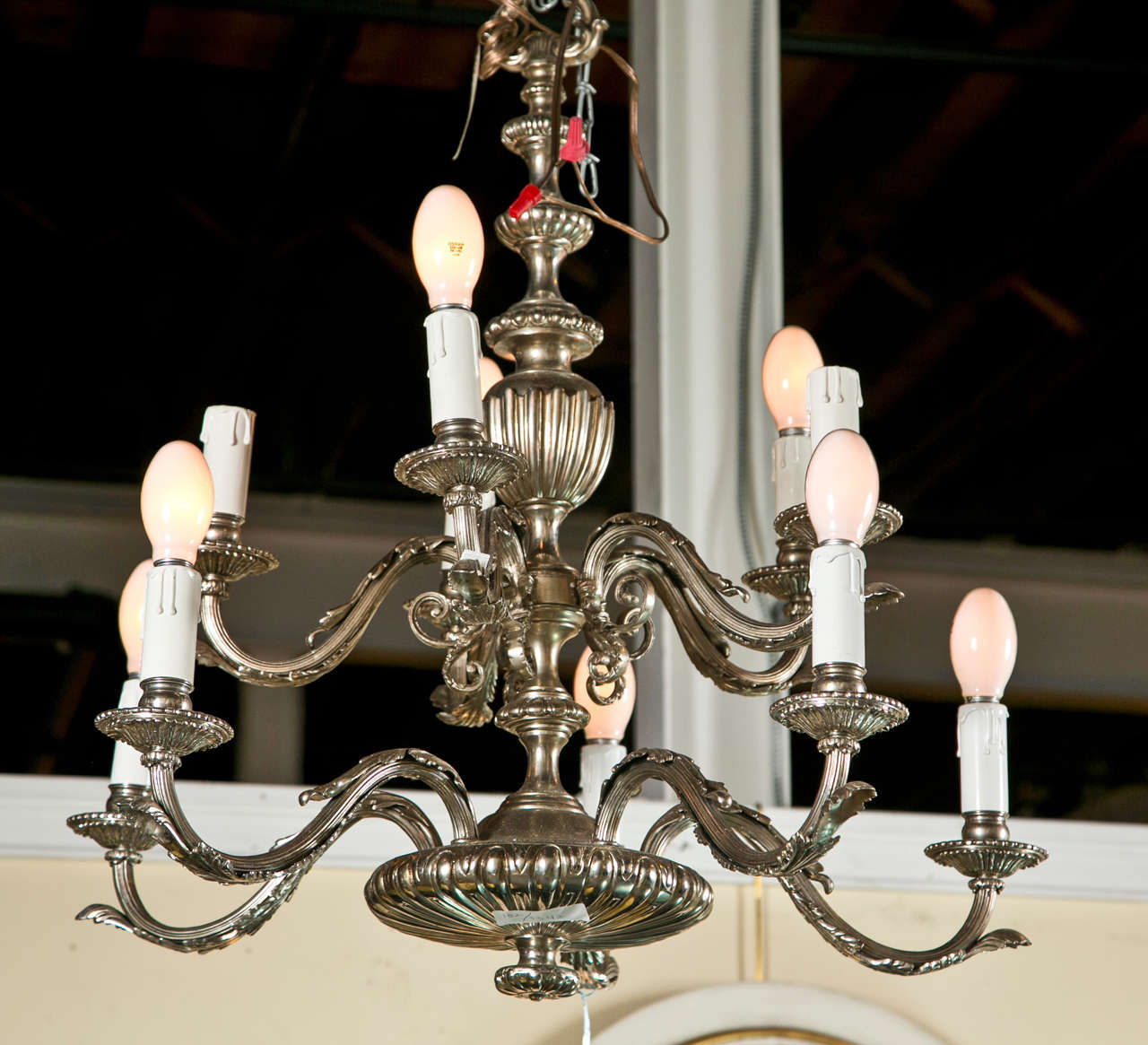 French Silver-plate Bronze Chandelier 4