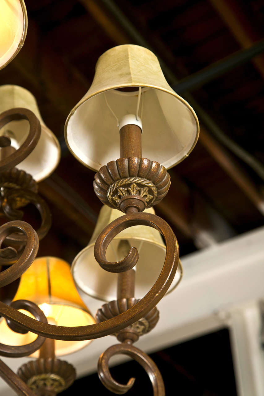 Iron Twelve-Light Chandelier In Good Condition In Stamford, CT