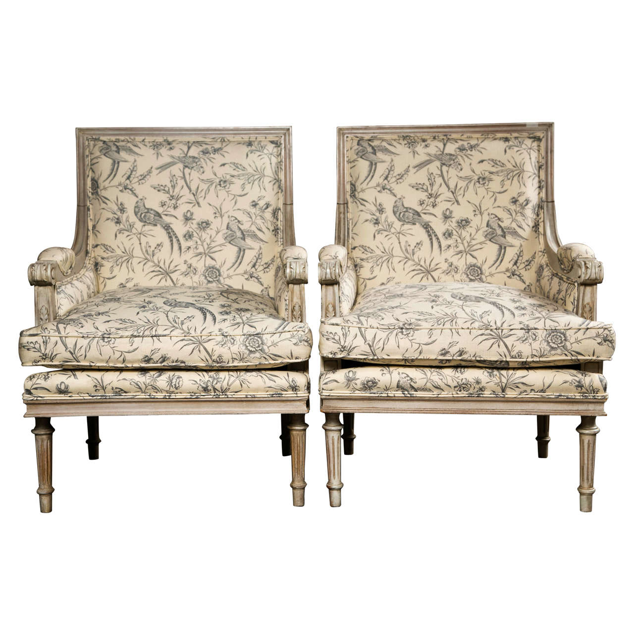 Pair of Painted Bergere Chairs by Jansen