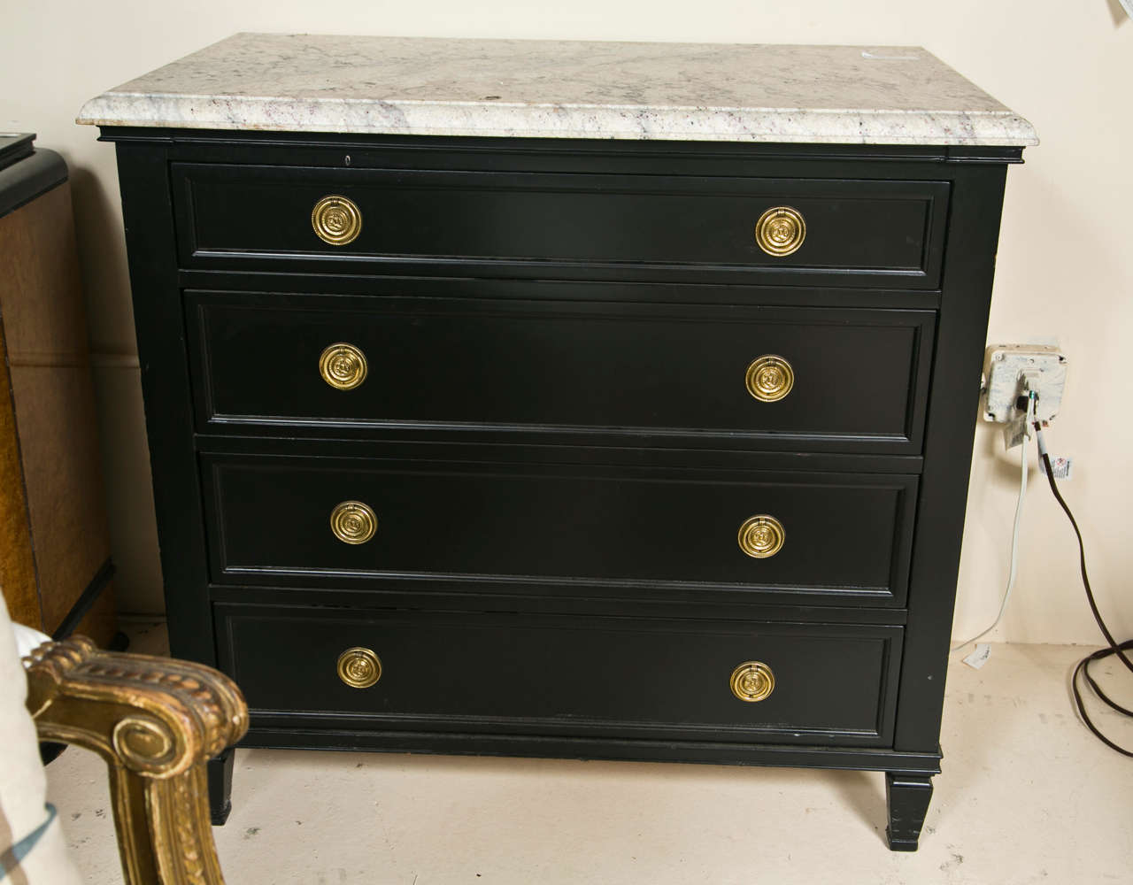MarbleTop Ebonized Dresser/Chest of Drawers at 1stDibs marble top