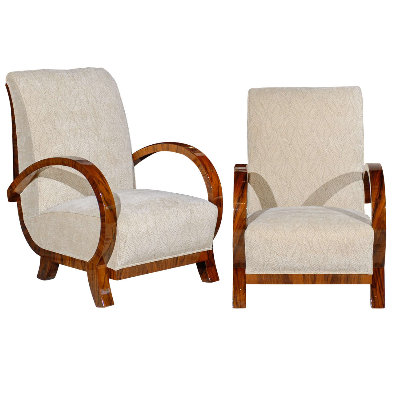 Pair of Curved Arm Art Deco Chairs