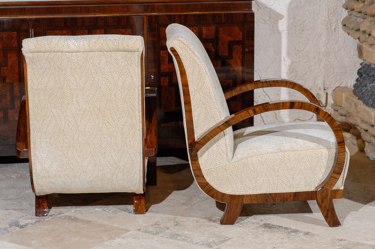 Pair of Curved Arm Art Deco Chairs In Excellent Condition In Atlanta, GA