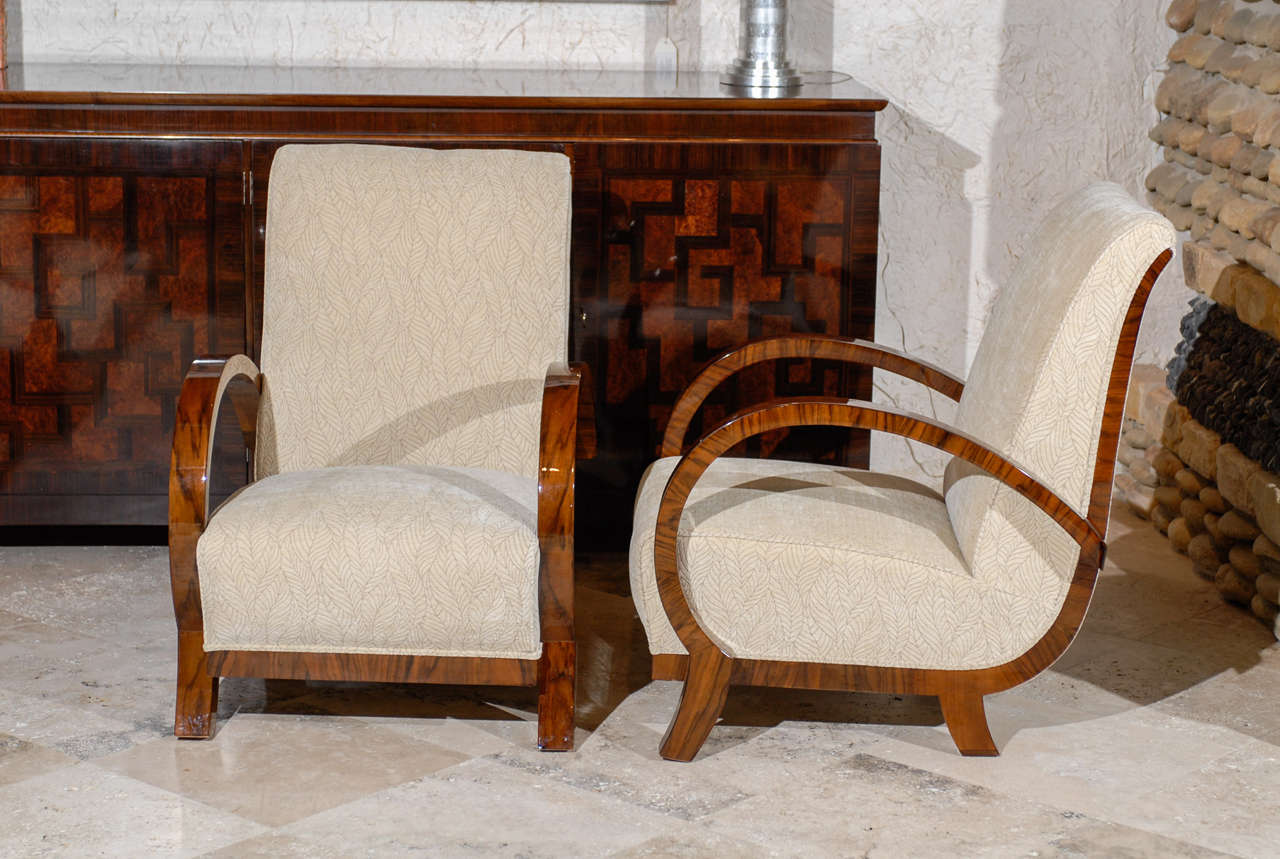 Pair of Curved Arm Art Deco Chairs 1