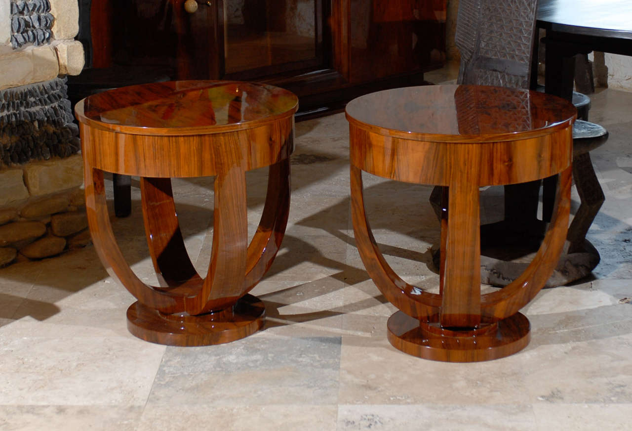 Hungarian Pair of Round Art Deco Side Tables