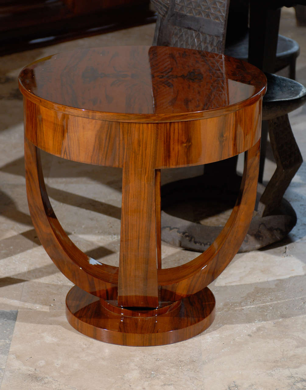 20th Century Pair of Round Art Deco Side Tables