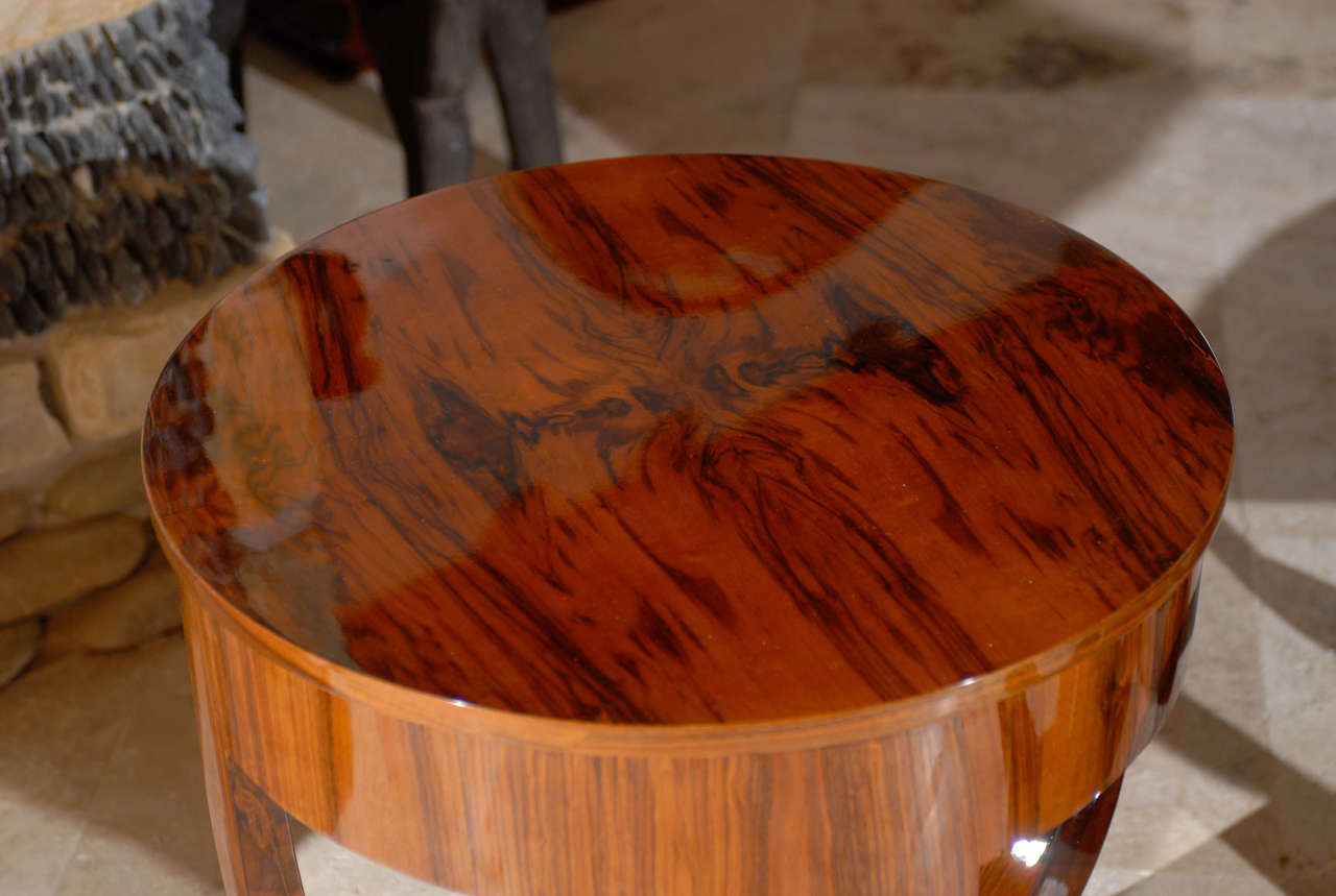 Walnut Pair of Round Art Deco Side Tables