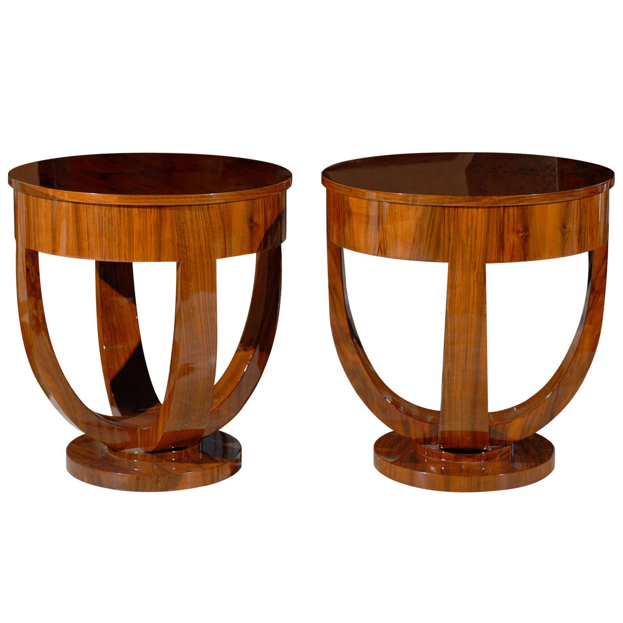 Pair of Round Art Deco Side Tables at 1stDibs