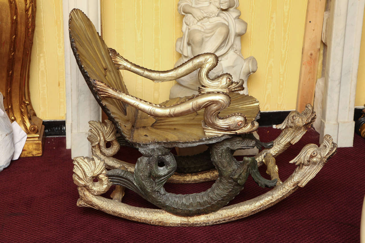 Fine Venetian Grotto Silvered Rocking Chair with Animal Figures 2