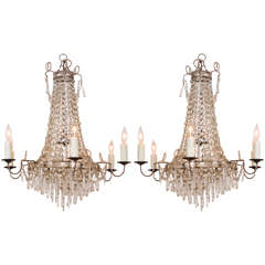 French Pair of 19th Century Crystal Chandeliers