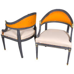 Antique Swedish Neoclassical Barrel Back Chairs