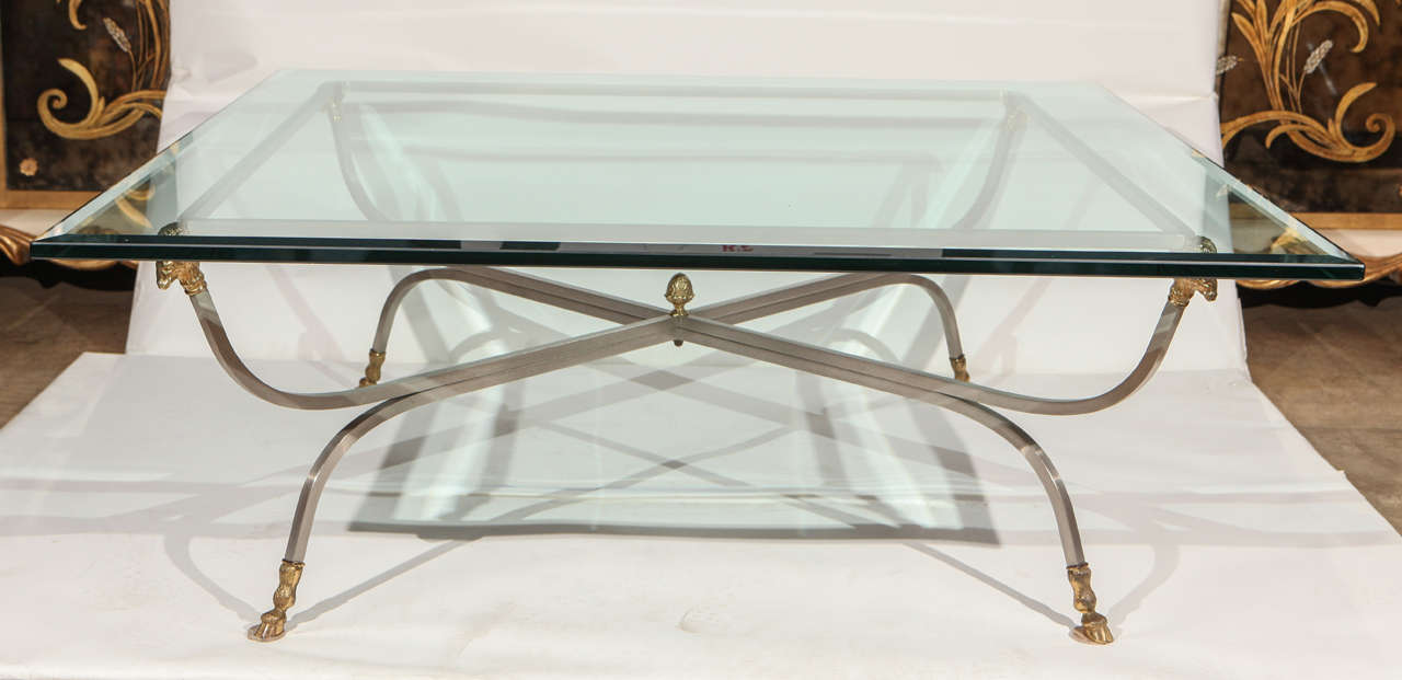 Hollywood Regency Vintage Ram's Head Coffee Table in the Style of Maison Jansen