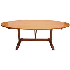 Antique Pine Oval Pivot Table