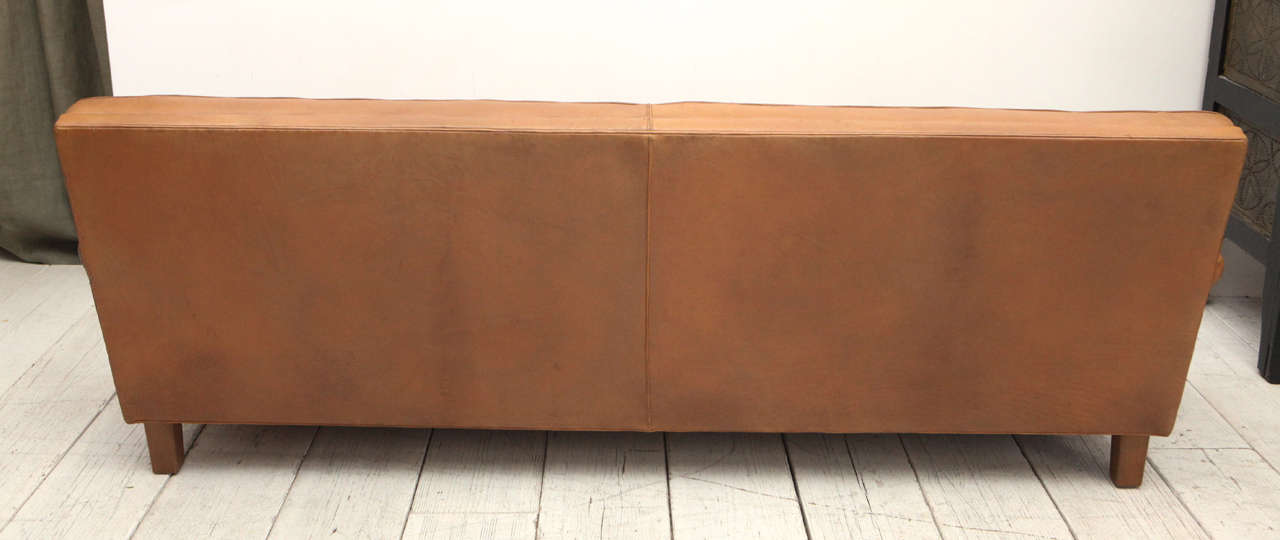 Mid-Century Tan Leather Tufted Mexico Sofa by Arne Norell 1