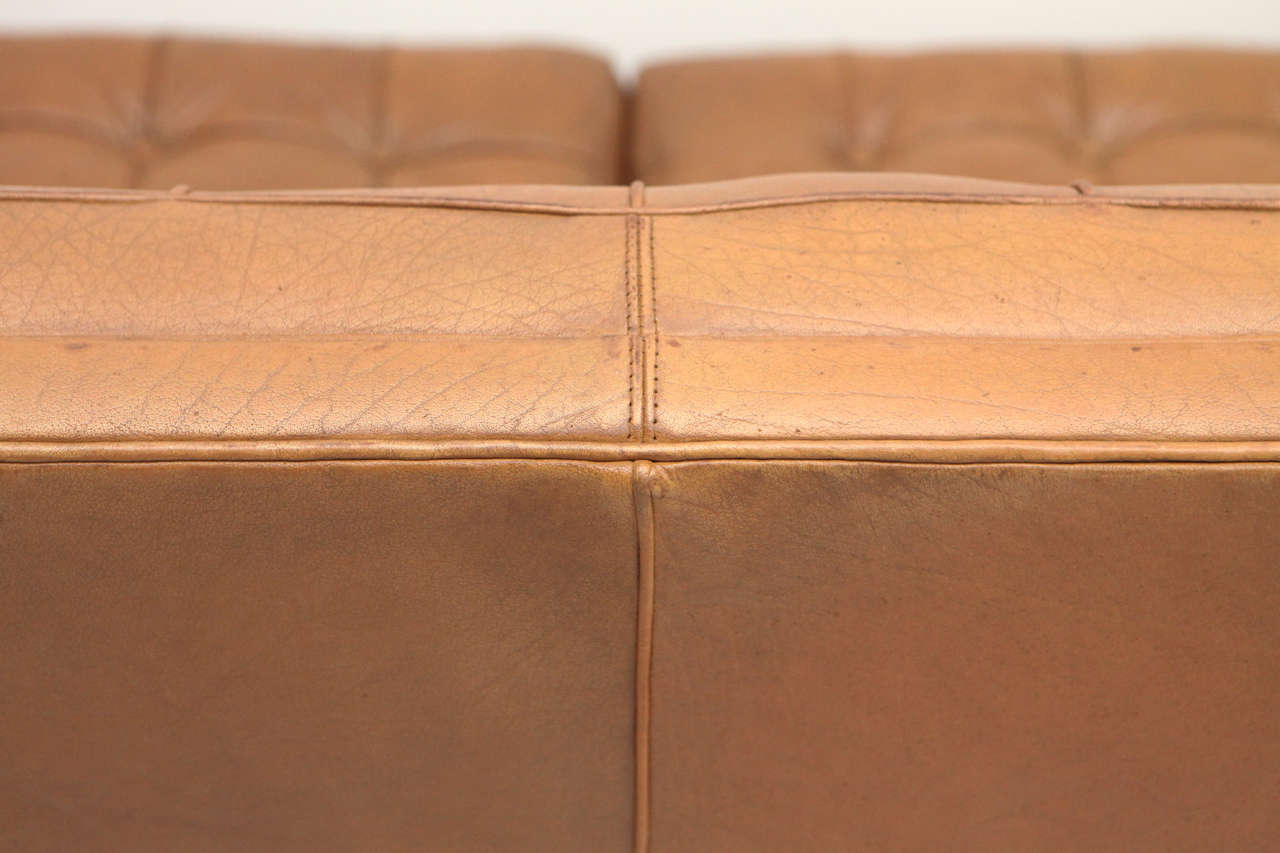 Mid-Century Tan Leather Tufted Mexico Sofa by Arne Norell 2