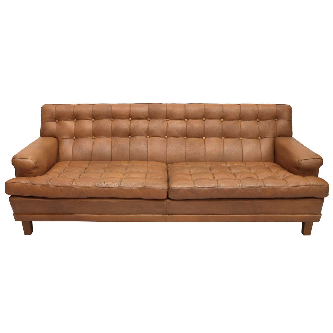 Mid Century Tan Leather Tufted Mexico Sofa By Arne Norell At 1stdibs Mid Century Tan Leather Tufted Mexico Sofa By Arne Norell For