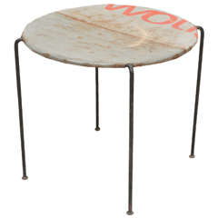 Vintage Rustic Round Metal Side Table