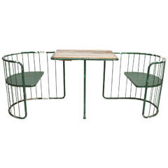 Green Metal Tete-a-Tete Outdoor Table