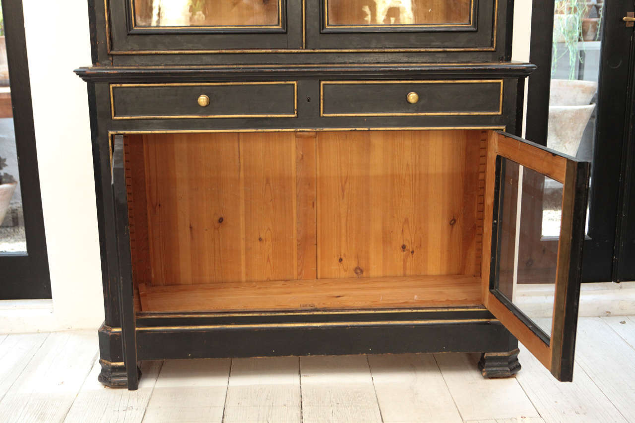 Tall Napoleon III Ebonized China Cabinet In Good Condition In Los Angeles, CA