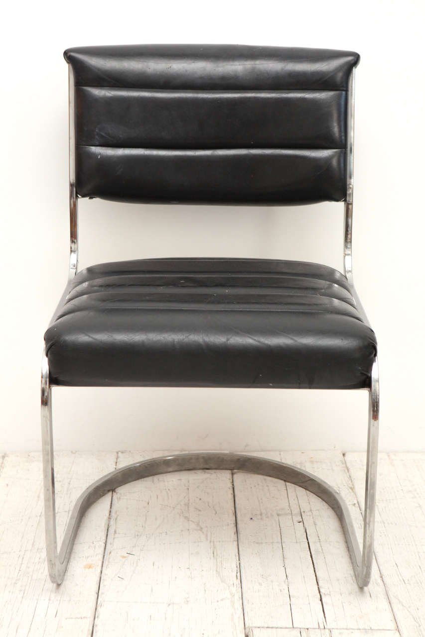 black leather and chrome dining chairs