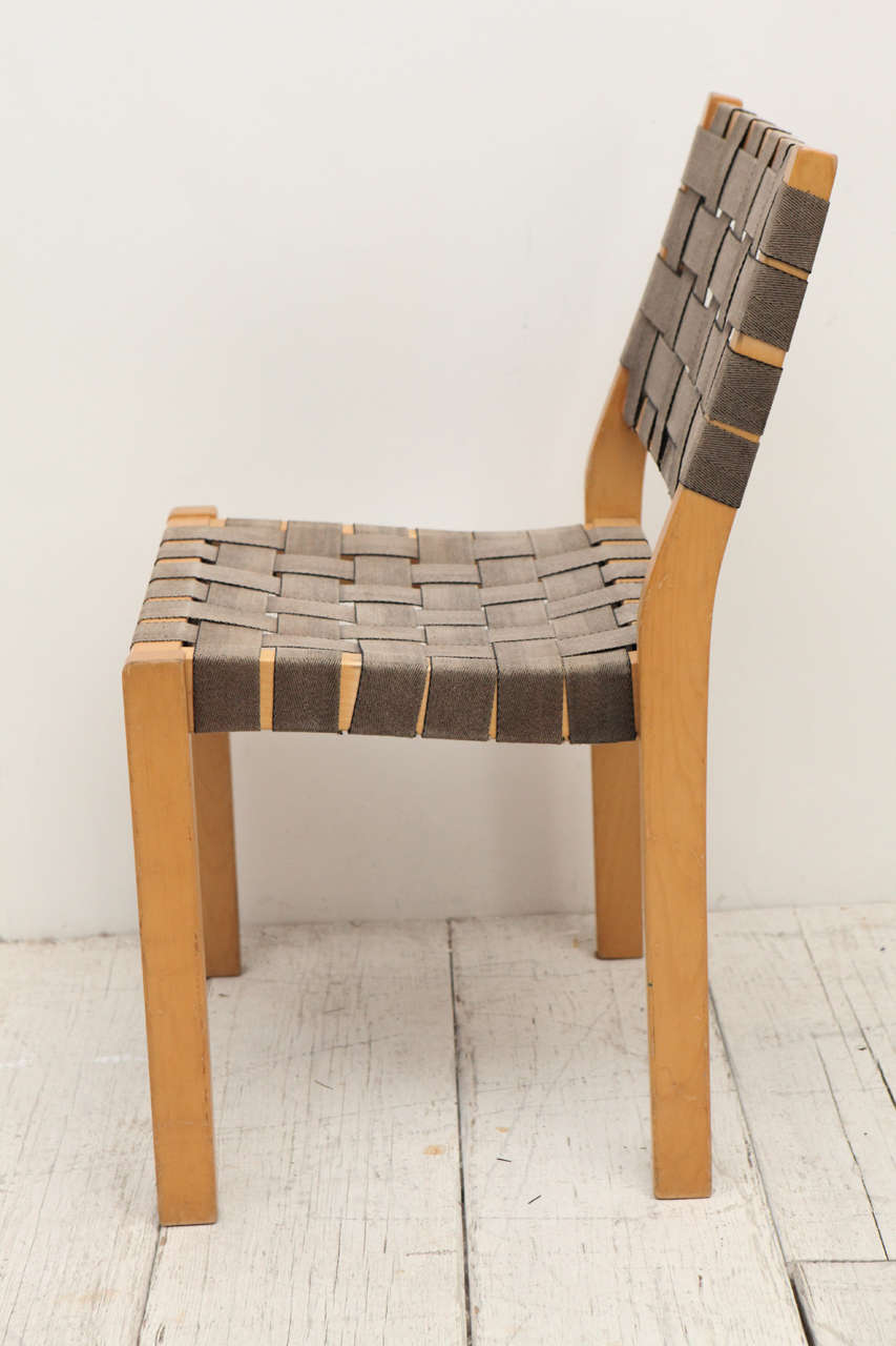 Finnish Set of Six Alvar Aalto Woven Seat Dining Chairs