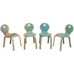 Set of Four Painted Bentwood Thonet Children's Chairs