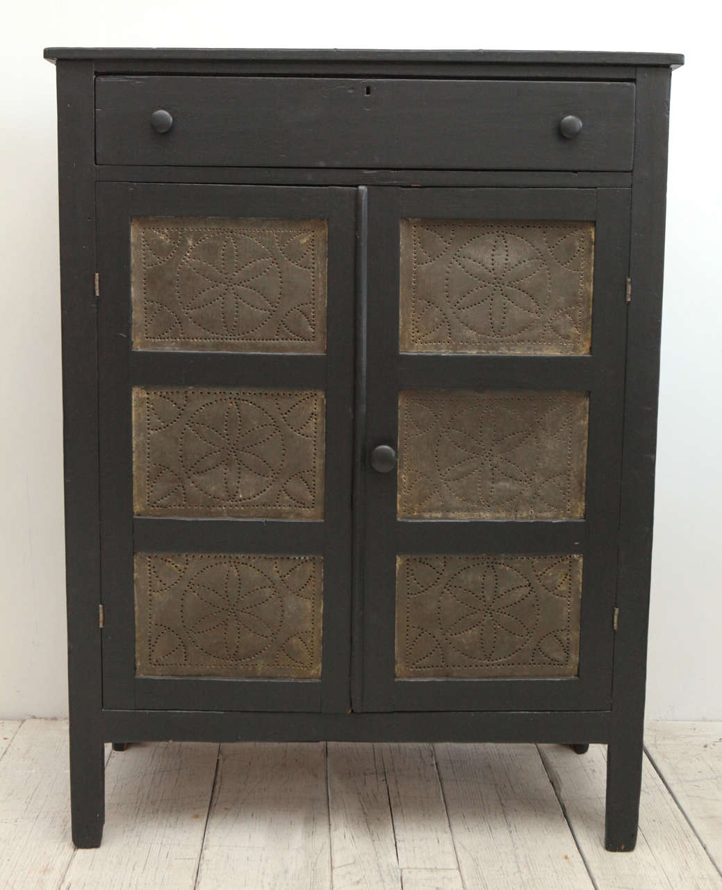 Vintage American Black Pie Safe with Perforated Tin Doors at 1stDibs