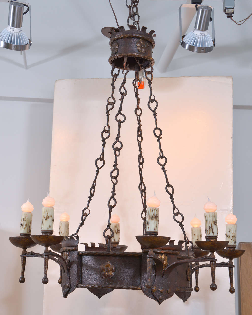 Large 19th c. Fer Forgé Chandelier