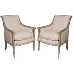 Pair of Painted Directoire Bergeres
