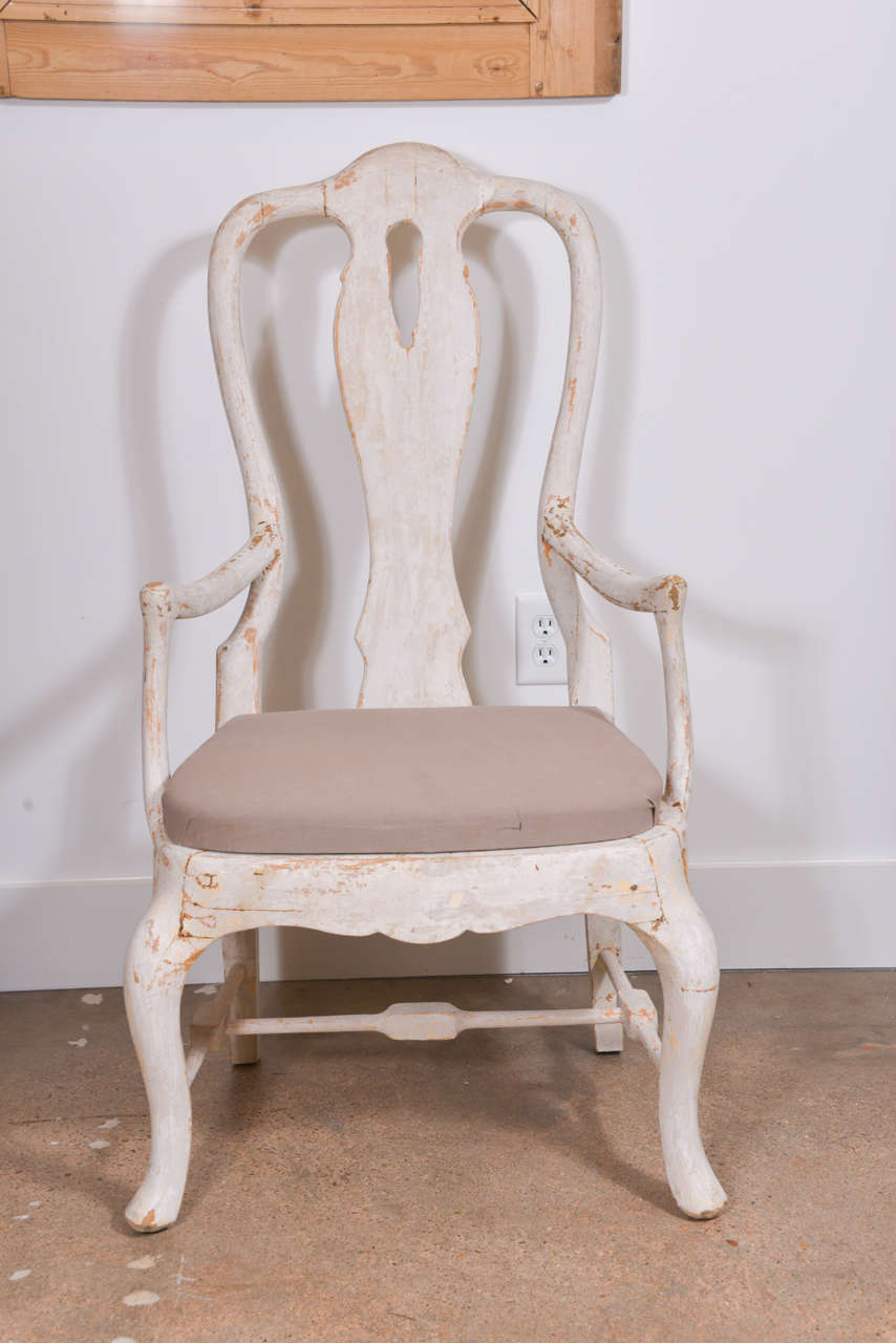 Pair of painted 19th century Gustavian style armchairs.