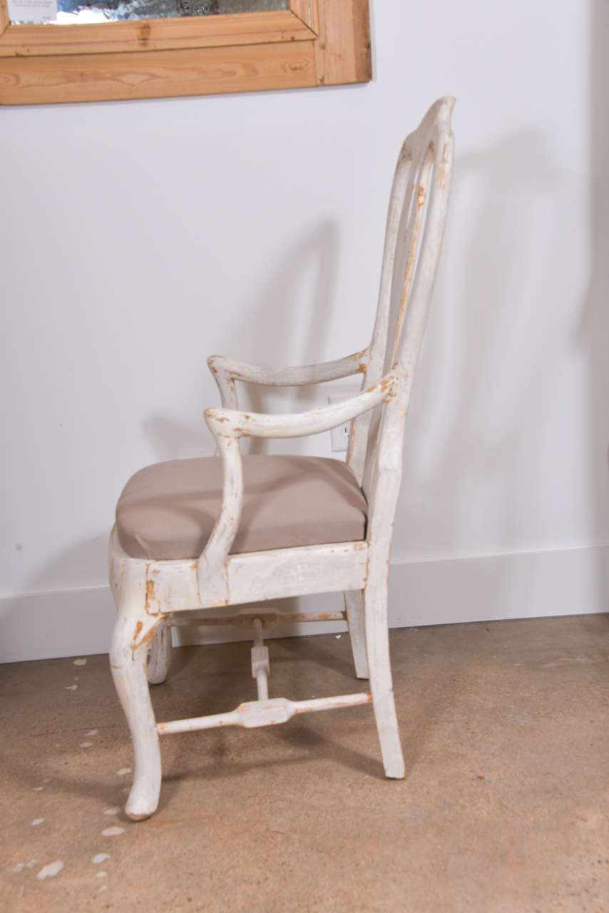 Pair of Painted 19th c. Swedish Armchairs In Excellent Condition In Houston, TX