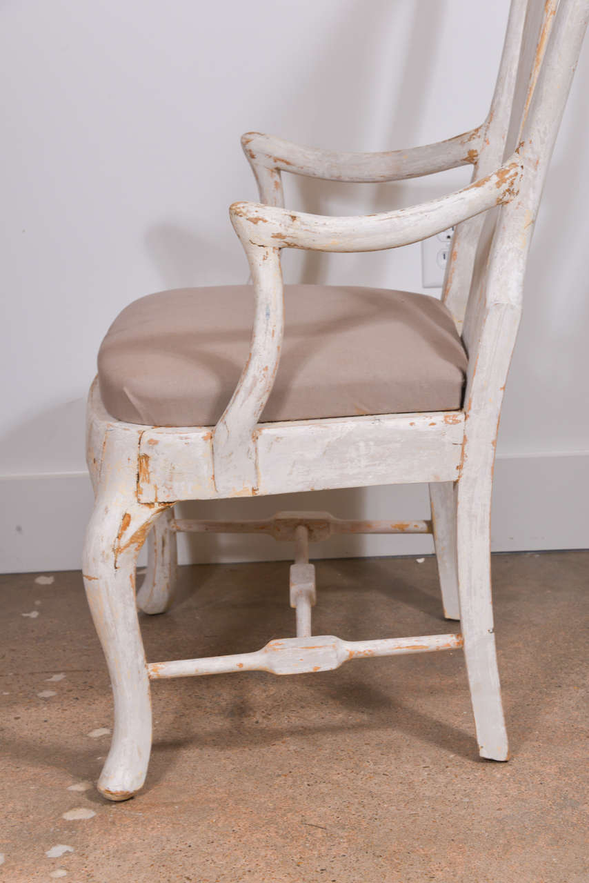 19th Century Pair of Painted 19th c. Swedish Armchairs