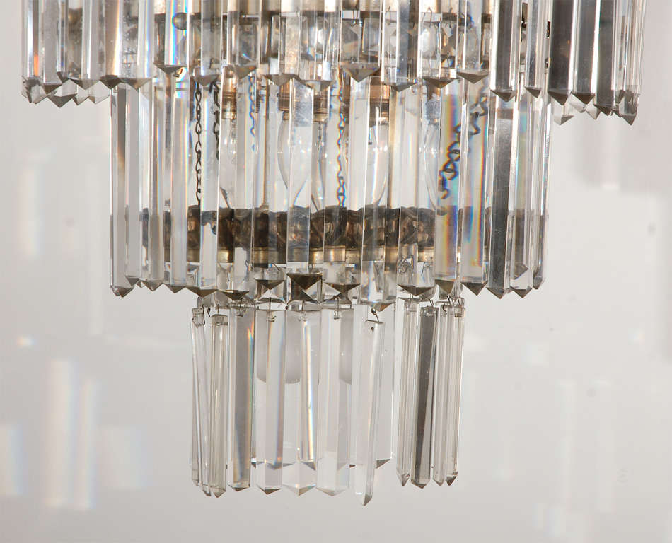 American Victorian Crystal and Bronze Chandelier For Sale